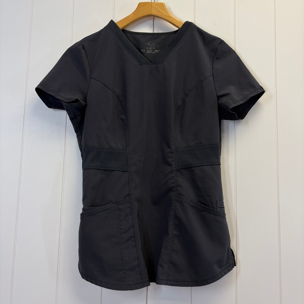 Cherokee Infinity Healthcare Scrub Top Womens Size XS Gray Medical Dental Clinic